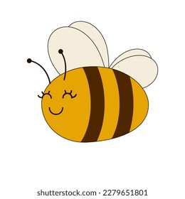 flat vector illustration of cute honey bee isolated 