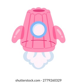 Flat vector illustration of a cute jelly pudding shaped like a rocket. perfect for kids themes, desserts, and fun food concepts