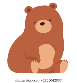 Flat vector illustration. Cute kind brown bear. Children's illustration on white background 