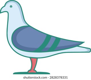 Flat vector illustration of cute pigeon bird standing. Dove, bird, wildlife, and nature concept. Simple modern flat design isolated on white background. Perfect for nature, animal, and peace.