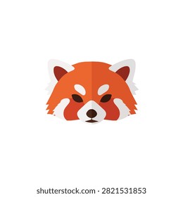 Flat Vector Illustration of a Cute Red Panda Face Icon Isolated on White Background for Logo Design
