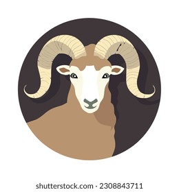 Ilustración vectorial plana del icono de la mascota de ovejas lindas