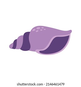 flat vector illustration with cute shellfish in cartoon style isolated on white background, simple design with underwater shell, marine animal