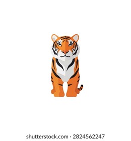 Flat Vector Illustration of a Cute Tiger Mascot Character Isolated on White Background for Design
