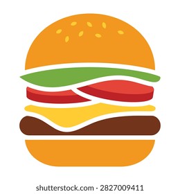 Flat vector illustration of a delicious cheeseburger with cheeseburger sandwich hamburger