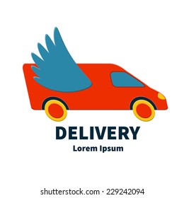 Flat Vector Illustration of Delivery Logo for Design, Website, Background, Banner. Transportation Icon Template for your Car Business