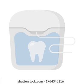 Ilustración vectorial plana de hilo dental. Herramienta oral para limpiar los dientes y la boca de los alimentos y la placa dental. Producto de higiene personal.