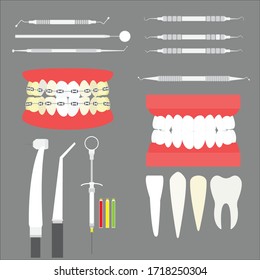 flat vector illustration of dental tooth equipment