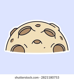 A flat vector illustration depicting the cratered surface of a moon or distant planetary body.