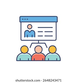 Flat vector illustration depicting team hierarchy and company structure. Ideal for presentations and web design applications with corporate themes.