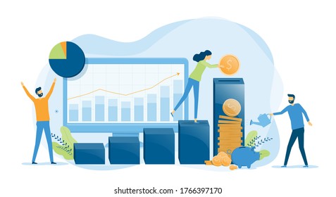 Flat vector illustration design business finance investment and savings concept   