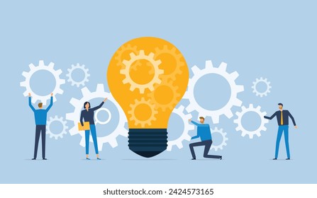 Flat vector illustration design Business process concept and business team working meeting for project brainstorming with developer creative planning management concept
