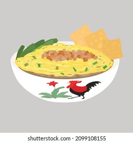 flat vector illustration design of chicken noodles soup, mie ayam