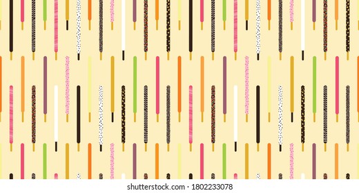flat vector illustration design of chocolate stick seamless pattern for print media. Can be used for background or wallpaper content