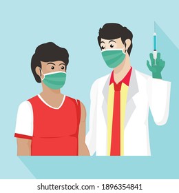 flat vector illustration design of a doctor and a patient. Can be used for medical and health content