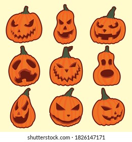 diseño de ilustración vectorial plana de la parte 2 de la calabaza de hallowen
