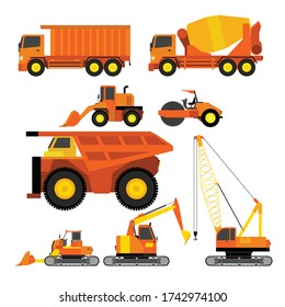 flat vector illustration design of heavy equipment for building construction