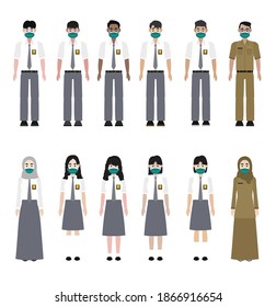 diseño de ilustración vectorial plana de estudiante de secundaria de indonesia