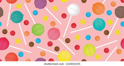 flat vector illustration design of lollipop pattern