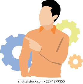 Flat vector illustration design man with gear