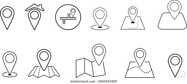 Flat vector illustration design of an map pointer icon. map location sign and symbol. This set of vector icons is designed for web and UI UX design.