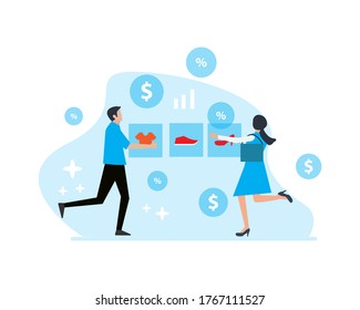 Flat vector illustration design online shopping
