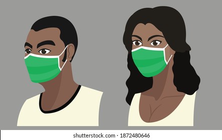 flat vector illustration design of people with mask part 2. Can be used for medical and health content