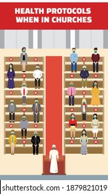 diseño de ilustración vectorial plana de personas en iglesias