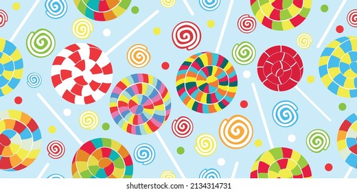 flat vector illustration design of rainbow lollipop pattern