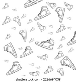flat vector illustration design of retro sneakers pattern. Can be use for printing media