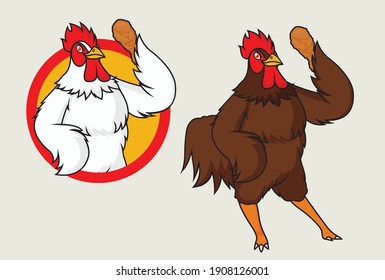 flat vector illustration design of rooster logo and mascot. can be use for print media