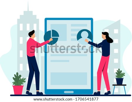 Flat vector illustration design of teawork planning