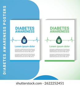 Ilustración vectorial plana para una campaña de concienciación sobre la diabetes. Ideal para clínicas, hospitales, organizaciones sin fines de lucro o promociones educativas de salud. Incluye elementos visuales relacionados con la atención médica.