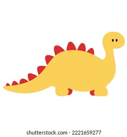 Flat vector illustration of a dinosaur with a long neck. Stegosaurus illustration