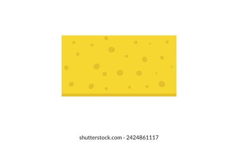 Flat vector illustration of a dishwashing sponge. Yellow washcloth, kitchen washing, and cleaning, homework concept isolated on white background.