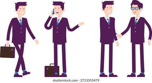 Ilustração de vetor plano de diversos empresários em pé e discutindo. Comunicação da equipe corporativa e conceito de reunião de escritório. Colegas profissionais em trajes casuais inteligentes.