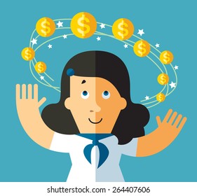 flat vector illustration of dizziness money man in shirt, dealer, banker, loan shark, firm boss or politician 