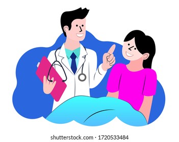 flat vector illustration, doctor is examining a patient