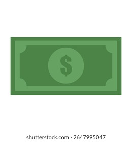 Flat Vector Illustration of Dollar Bill Icon in Green Tones