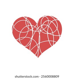 Flat vector illustration doodle hearts hand drawn. Hearts pattern for Valentine's Day.