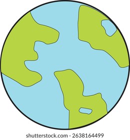 Flat Vector Illustration of Earth Globe with Simple Continents and Ocean – Planet Earth Icon for Environment and Geography Themes