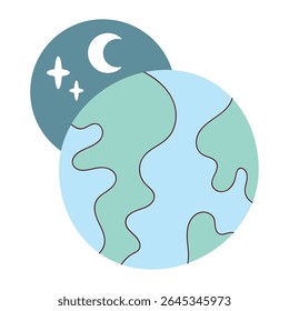 Flat Vector Illustration of Earth at Night
