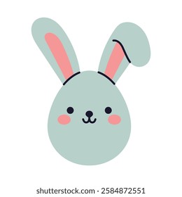 Flat vector illustration of an easter bunny shaped like an egg. A creative and cheerful design for spring and easter themes.