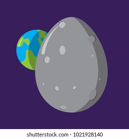 Flat Vector Illustration for Easter Day. Moon in the shape of an egg 