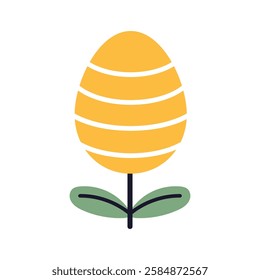 Flat vector illustration of an easter egg shaped like a flower. Creative design for spring and easter themes.