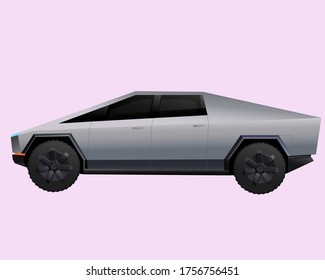 Flat vector illustration of electric car.