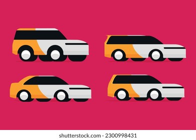 Flat vector illustration of electric car charging at the charger station. 