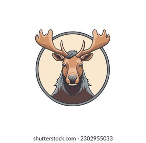 Flat vector illustration of an elk with antlers as a logo