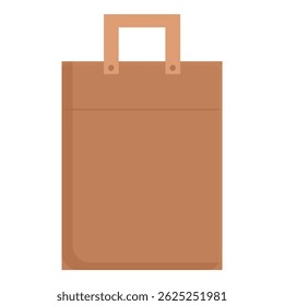 Flat vector illustration of an empty brown paper bag for shopping or groceries
