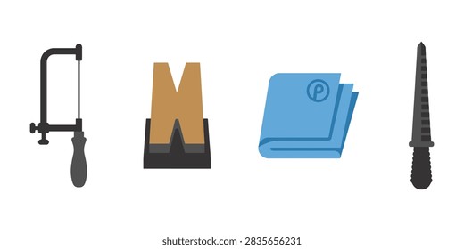 A flat vector illustration of essential professional jewelry making and goldsmithing equipment.
